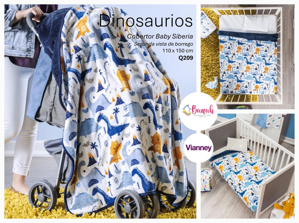 Cobertor Baby Siberia Dinosaurios
