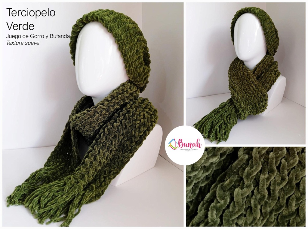 Juego De Gorra y Bufanda Verde