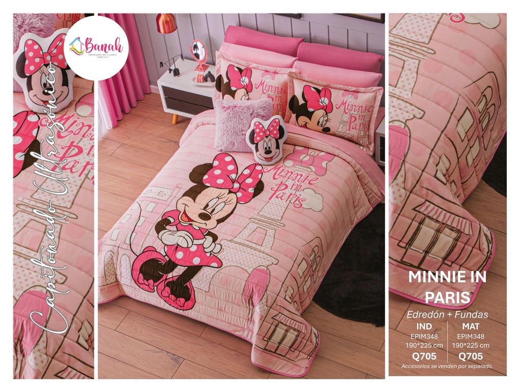 Edredón Minnie In Paris +Fundas