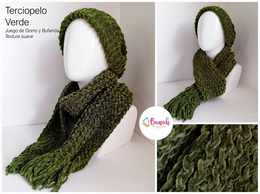 Juego De Gorra y Bufanda Verde