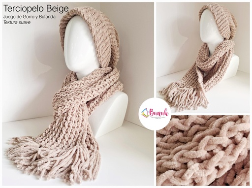 Juego De Gorra y Bufanda Beige